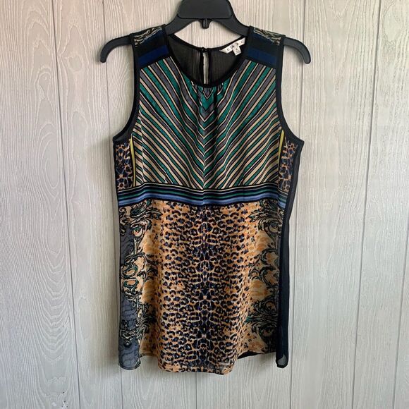 Cabi Multicolor Sheer Sleeveless Key Hole Back Top Size Small - Picture 1 of 2